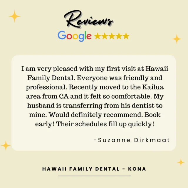 We’re feeling all the gratitude today! Helping you love your smile is why we do what we do.
 

#hifamilydental
#TeamKona
#grateful
#DentalCare
#Excellent
#Reviews